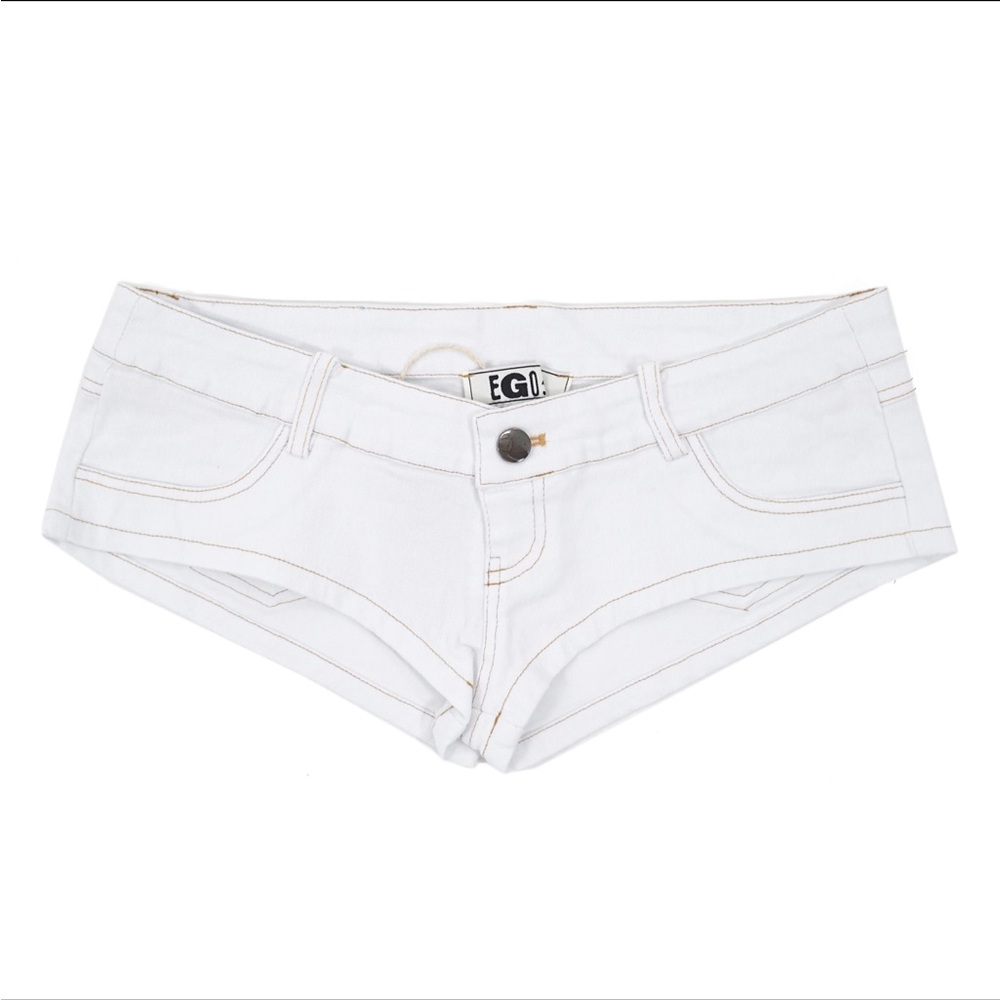 MATTE BRAND MICRO MINI SHORTS (WHITE DENIM)